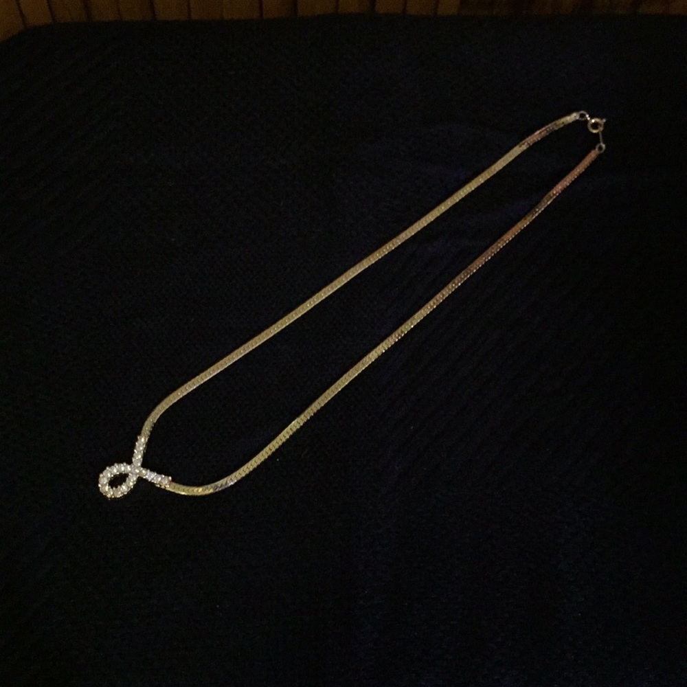 EUC Vintage 1980s Avon Gold Cubic Zirconia Pendant Necklace - Picture 6 of 8